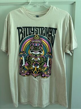 Billy strings Beige Graphic Tee with Multicolor Retro Frog Design